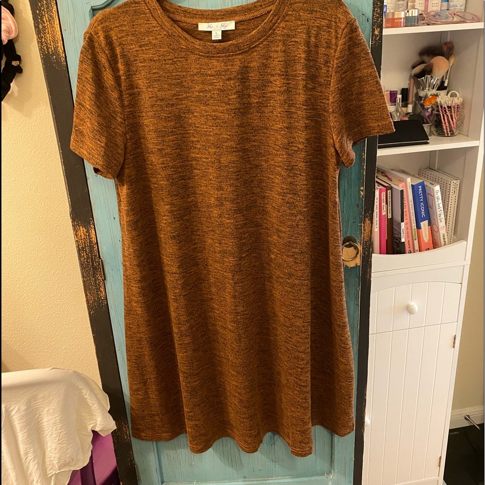 She & Sky dark camel flowy mini dress- NWOT